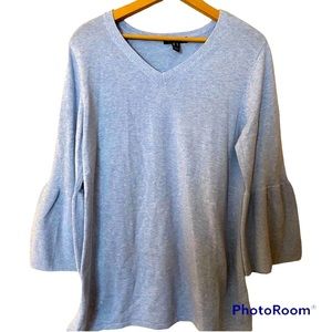 NWOT HALSTON V NECK SWEATER TOP WITH FLARE ARMS.